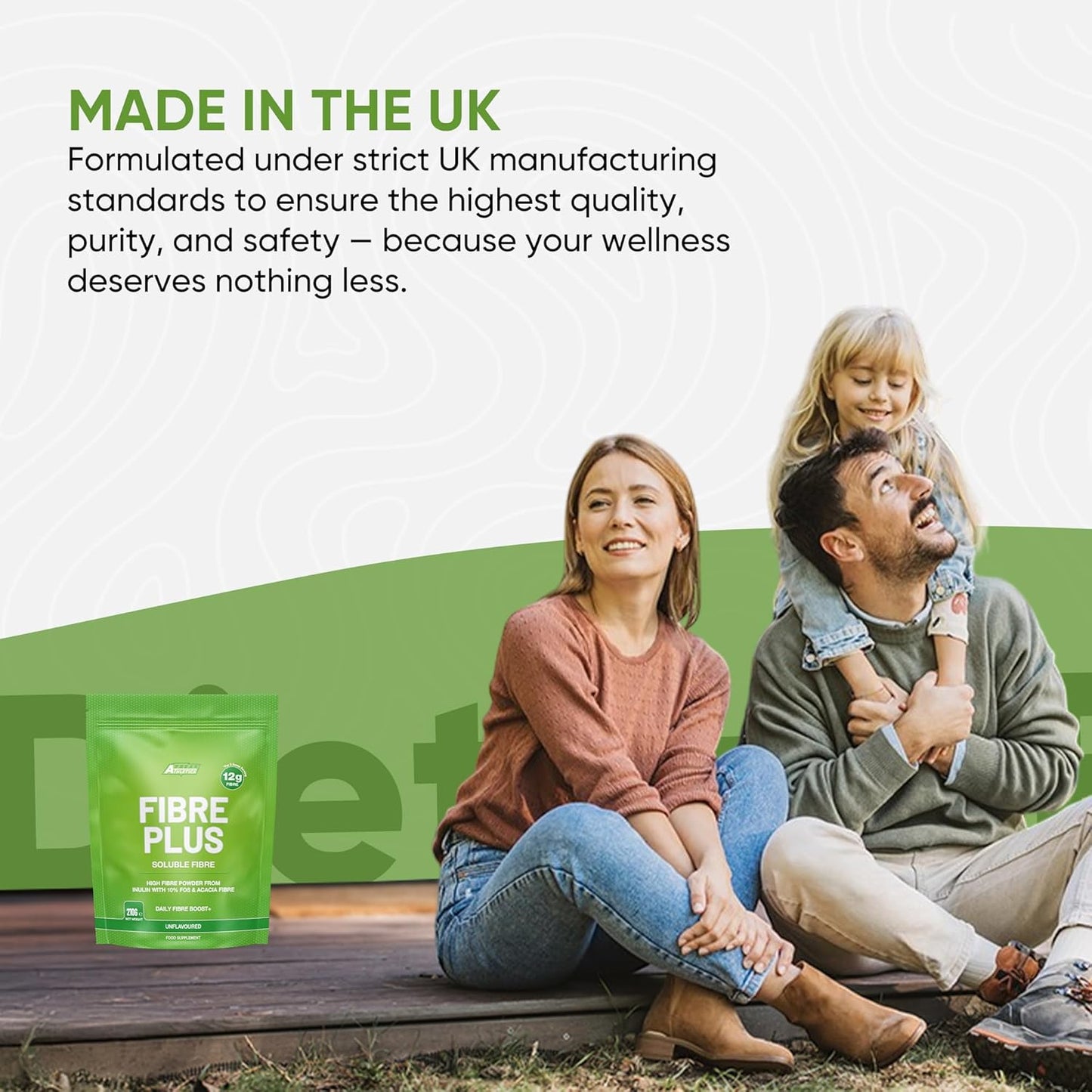 Soluble Fibre Powder Supplement 210g - Prebiotic Soluble Fibre Powder from Multiple Sources - 12g Fibre Per 2 Scoop Serving - Fibre Supplement for Men & Women UK Made