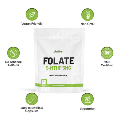 Freak Athletics Folate 400mcg (L-Methylfolate) 90 Capsules, 5-MTHF Active Form of Folic Acid/Vitamin B9, UK Made