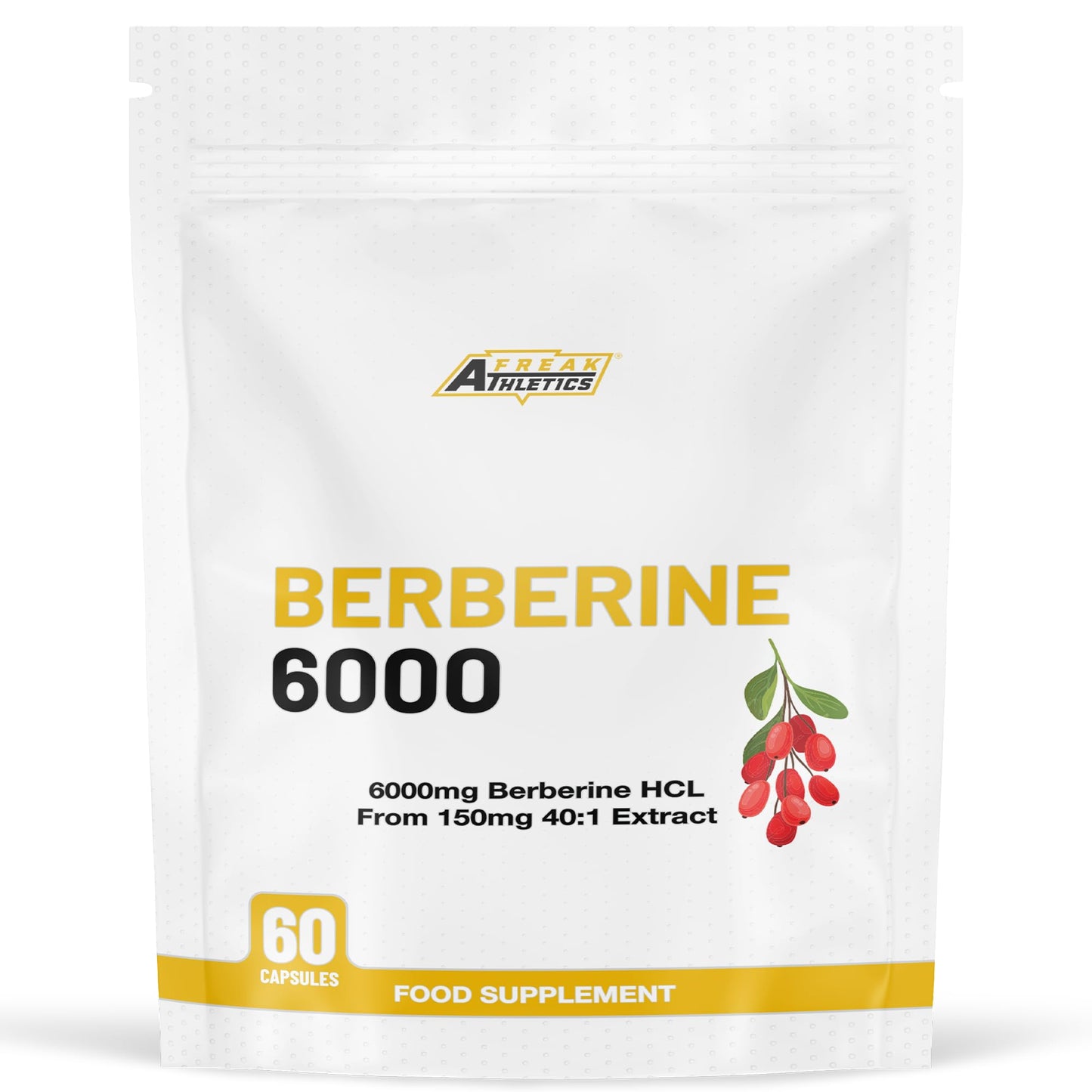Freak Athletics Berberine HCL 500mg – 60 Vegan Capsules, Berberine Hydrochloride for Daily Wellness Support, High Strength, UK-Made