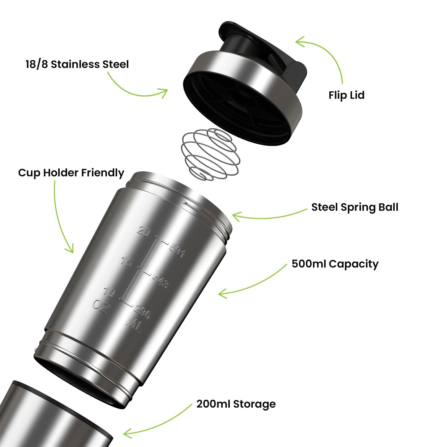 Protein Shaker Bottle | 700ml BPA Free Stainless Steel