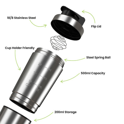 Protein Shaker Bottle | 700ml BPA Free Stainless Steel
