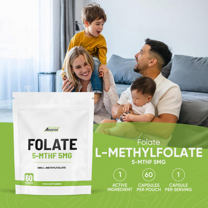 Freak Athletics Folate 400mcg (L-Methylfolate) 90 Capsules, 5-MTHF Active Form of Folic Acid/Vitamin B9, UK Made