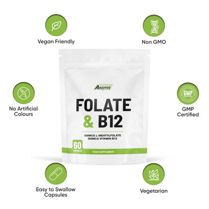Freak Athletics Folate 400mcg (L-Methylfolate) 90 Capsules, 5-MTHF Active Form of Folic Acid/Vitamin B9, UK Made