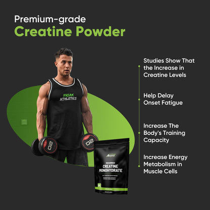 Freak Athletics Creatine Monohydrate Powder - (30 Sachets), 5g Unflavoured Creatine Powder, 100% Pure Micronised Creatine for Strength, Power & Muscle Performance, Easy to Mix, Lab Tested