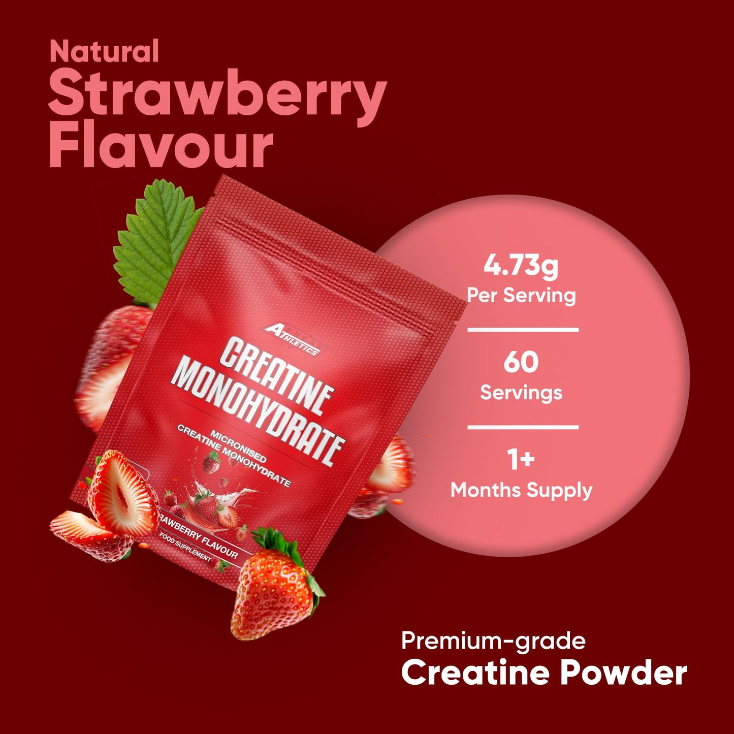 Freak Athletics Creatine Monohydrate Powder - (30 Sachets), 5g Unflavoured Creatine Powder, 100% Pure Micronised Creatine for Strength, Power & Muscle Performance, Easy to Mix, Lab Tested
