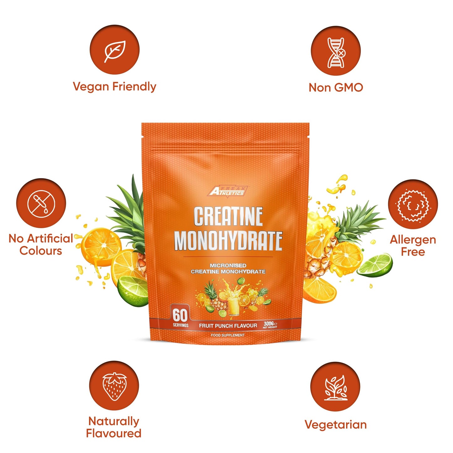 Freak Athletics Creatine Monohydrate Powder - (30 Sachets), 5g Unflavoured Creatine Powder, 100% Pure Micronised Creatine for Strength, Power & Muscle Performance, Easy to Mix, Lab Tested
