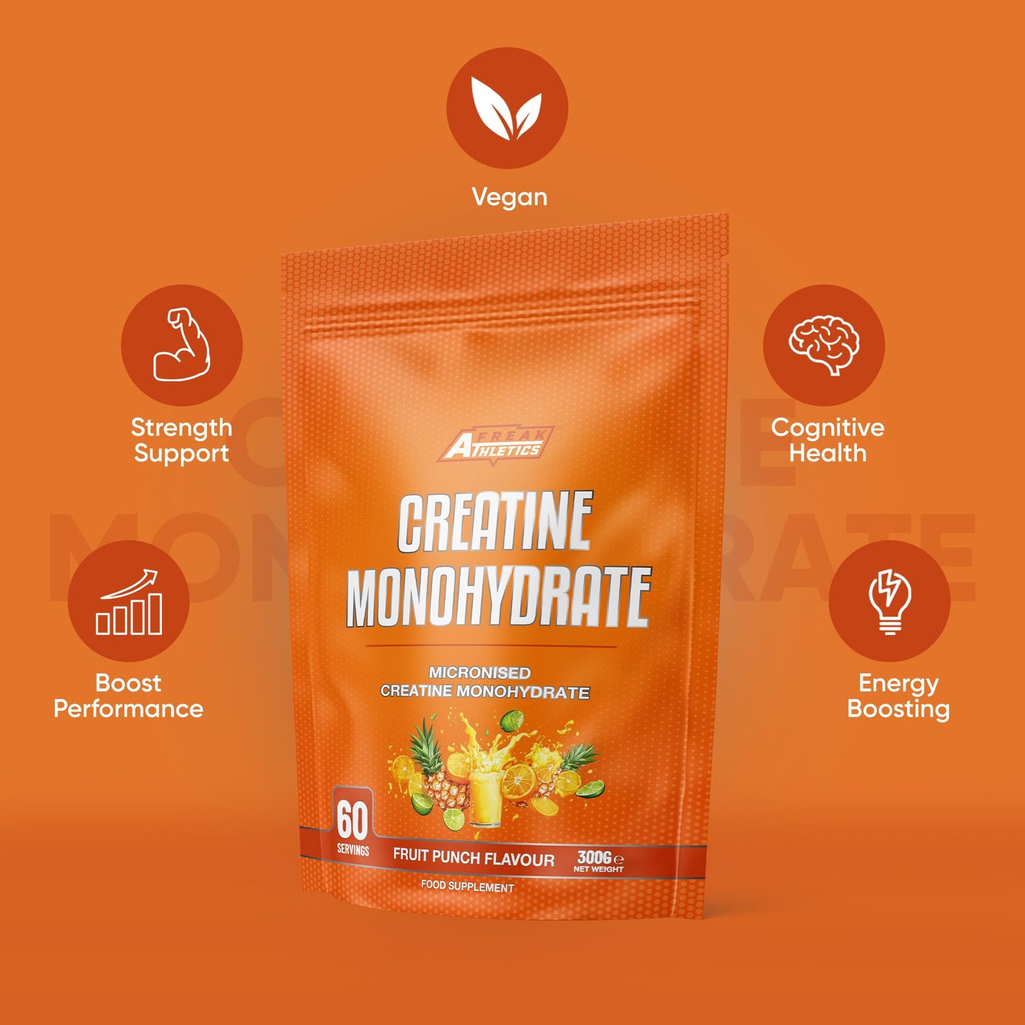 Freak Athletics Creatine Monohydrate Powder - (30 Sachets), 5g Unflavoured Creatine Powder, 100% Pure Micronised Creatine for Strength, Power & Muscle Performance, Easy to Mix, Lab Tested