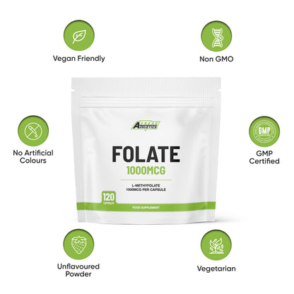 Freak Athletics Folate 400mcg (L-Methylfolate) 90 Capsules, 5-MTHF Active Form of Folic Acid/Vitamin B9, UK Made