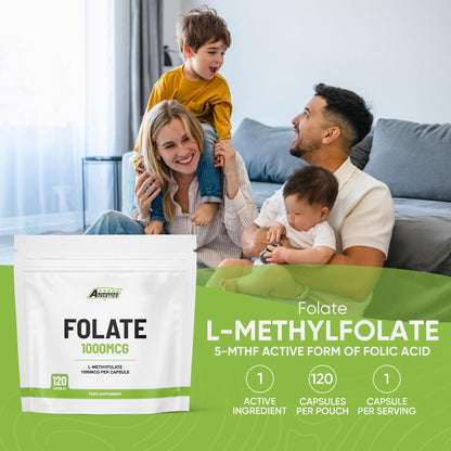Freak Athletics Folate 400mcg (L-Methylfolate) 90 Capsules, 5-MTHF Active Form of Folic Acid/Vitamin B9, UK Made