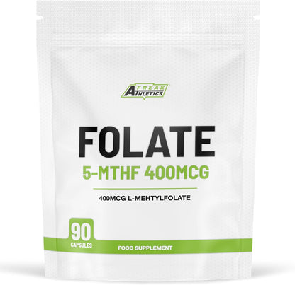 Freak Athletics Folate 400mcg (L-Methylfolate) 90 Capsules, 5-MTHF Active Form of Folic Acid/Vitamin B9