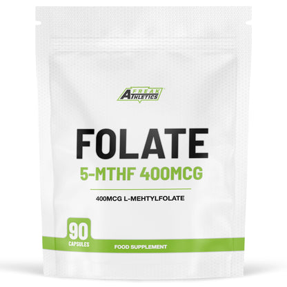 Freak Athletics Folate 400mcg (L-Methylfolate) 90 Capsules, 5-MTHF Active Form of Folic Acid/Vitamin B9, UK Made