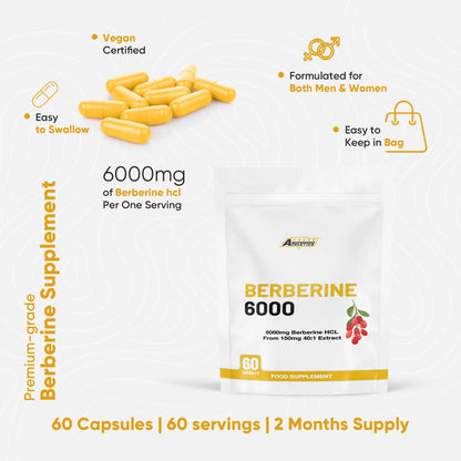 Freak Athletics Berberine HCL 500mg – 60 Vegan Capsules, Berberine Hydrochloride for Daily Wellness Support, High Strength, UK-Made