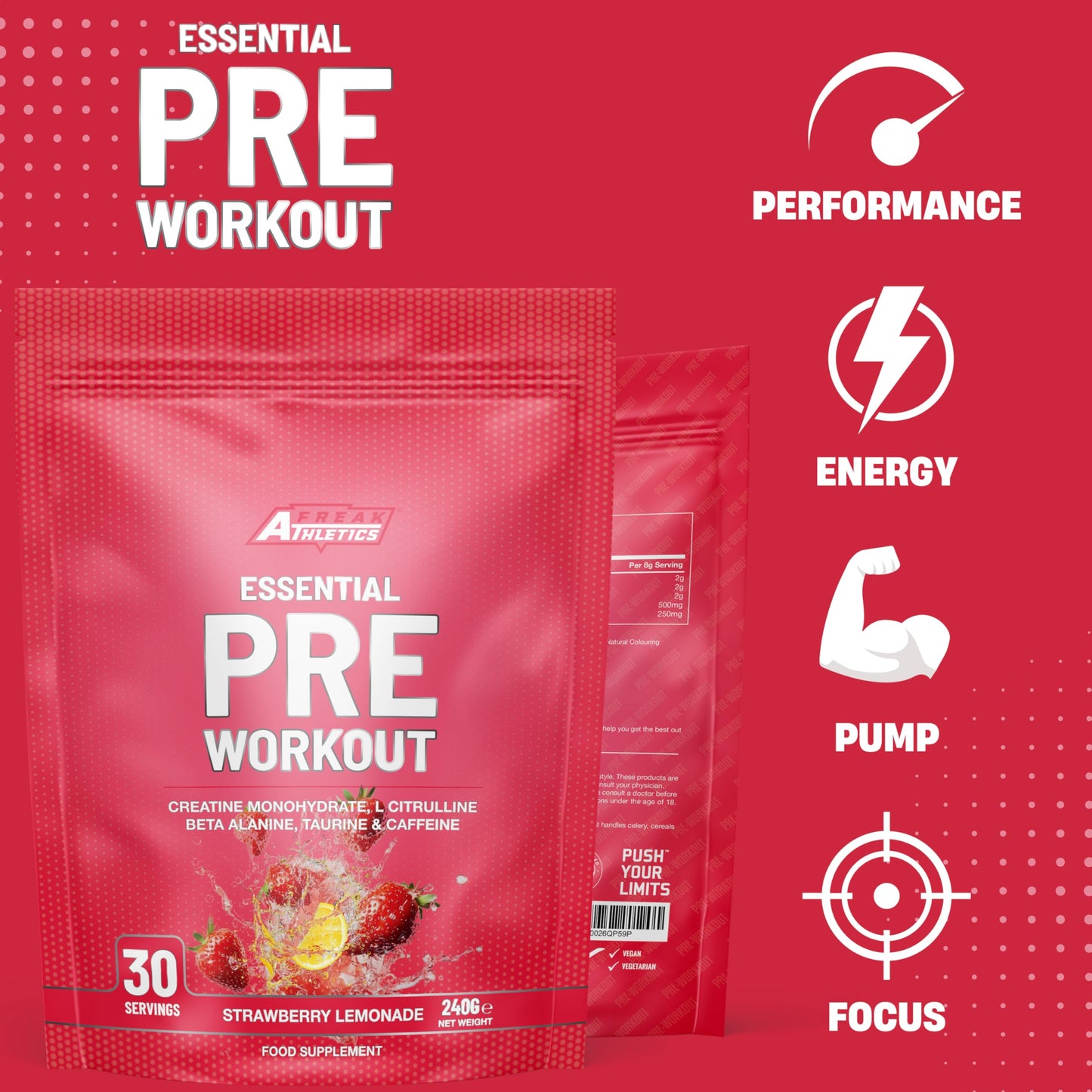 Essential Pre Workout Powder - Strawberry Lemonade