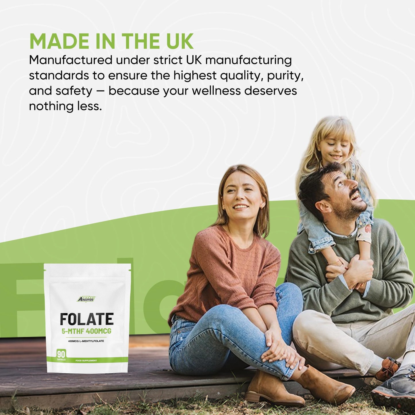 Freak Athletics Folate 400mcg (L-Methylfolate) 90 Capsules, 5-MTHF Active Form of Folic Acid/Vitamin B9, UK Made
